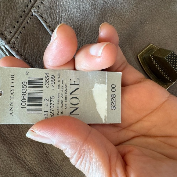 New - Ann Taylor Taupe real suede Leather Shoulder Bag - Picture 7 of 10